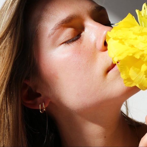 New French Elegant Simple U-Shaped Open Ring Retro 18k gold Oval Earrings - Picture 3 of 5